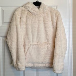 Forever 21 white faux fur hoodie